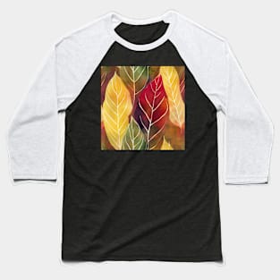 Autumn Leaves Pattern Baseball T-Shirt